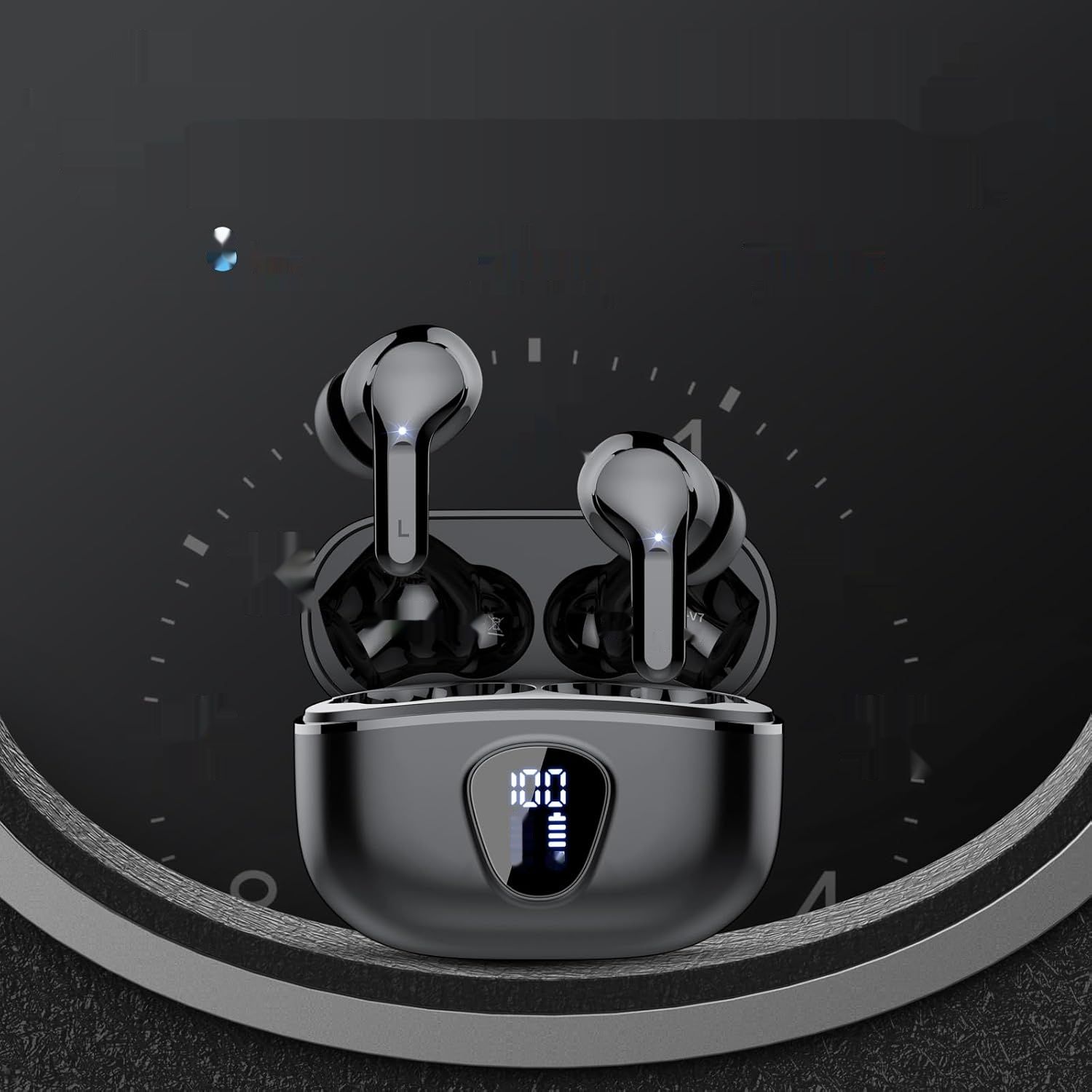 Bezprzewodowe słuchawki Bluetooth 5.3 z przetwornikiem 14,2 mm, IP7, ciemne.