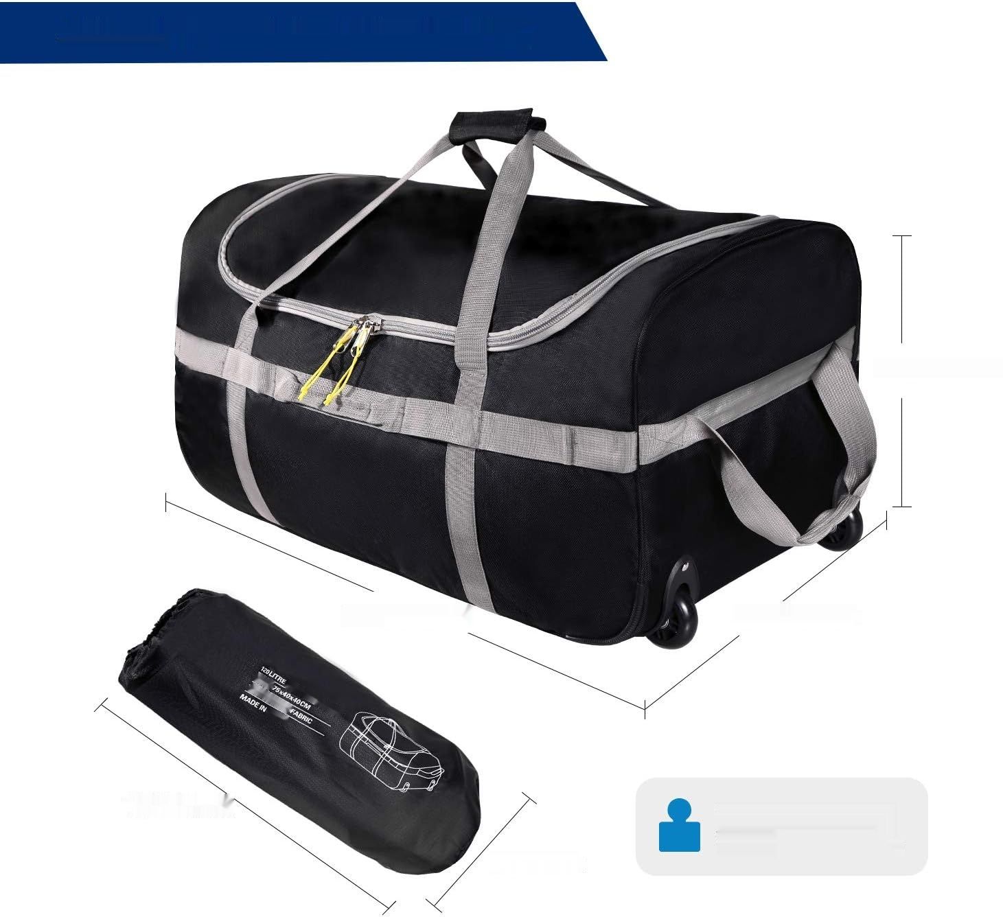 campMax Torba podróżna na kółkach, duża, składana torba podróżna na kółkach, Czarny - 120l