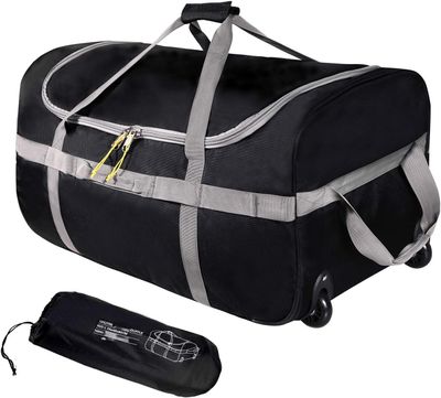 campMax Torba podróżna na kółkach, duża, składana torba podróżna na kółkach, Czarny - 120l