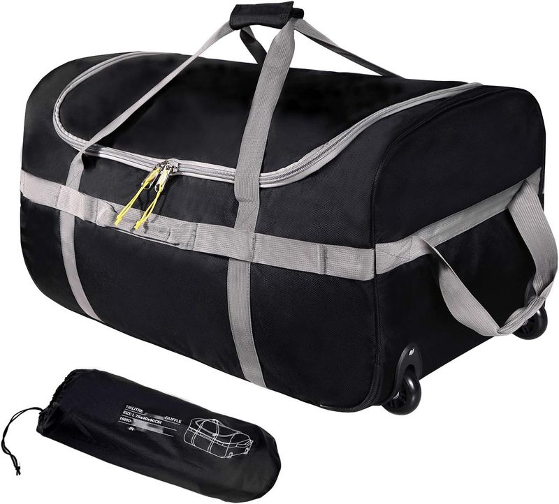 campMax Torba podróżna na kółkach, duża, składana torba podróżna na kółkach, Czarny - 120l