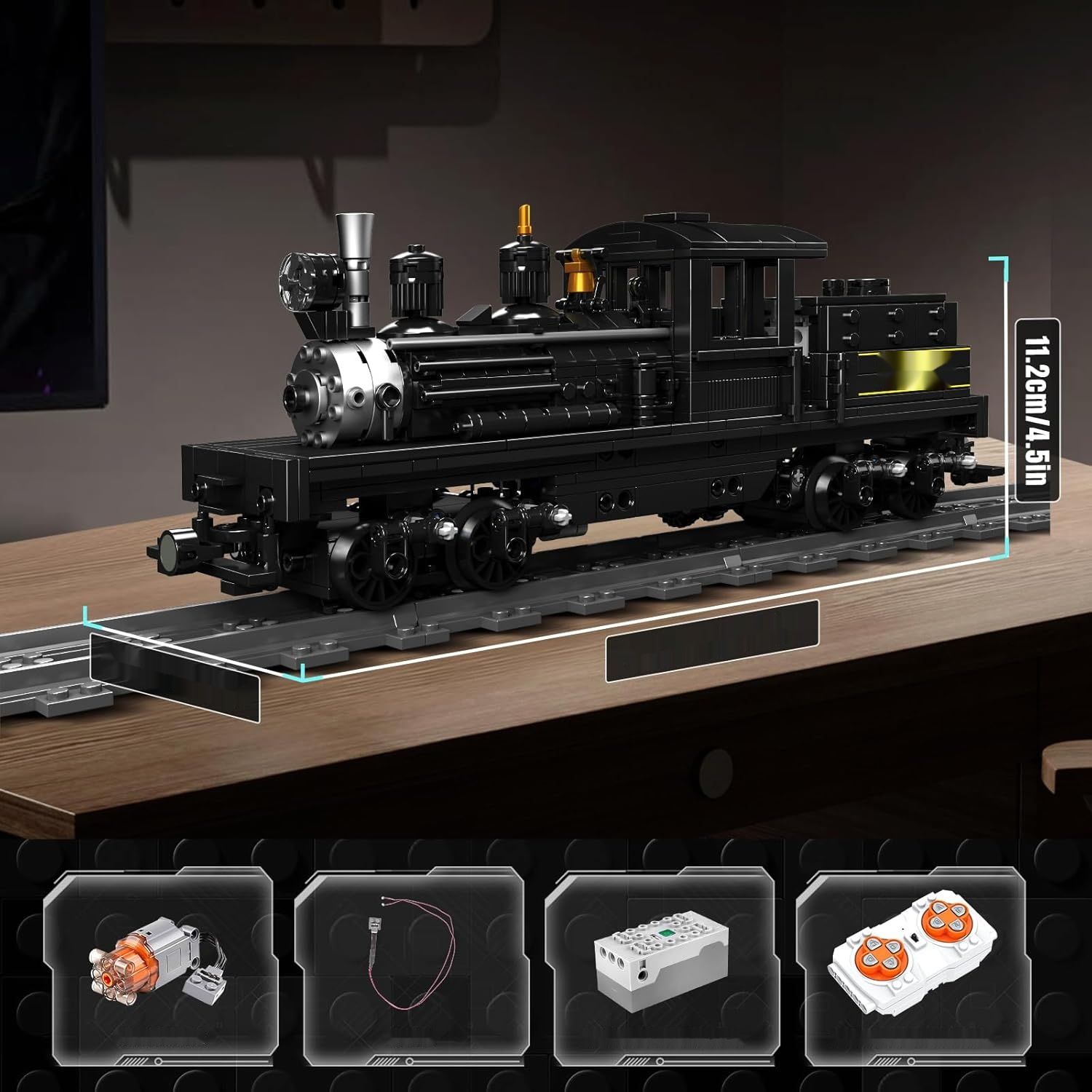 Mould King 12032 Technik Model Pociągu Parowego, 880 el., zdalne sterowanie.