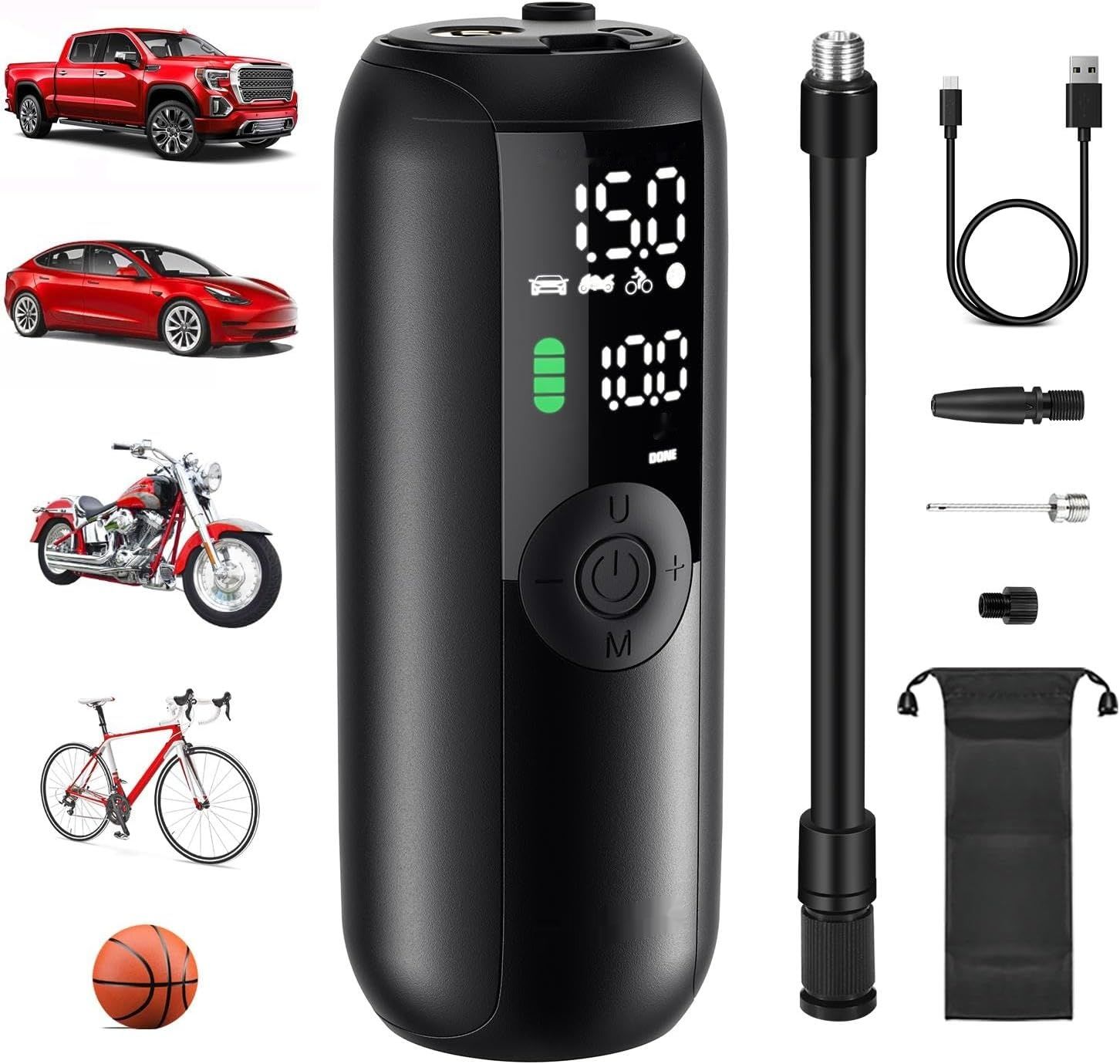 Woowind LP1 Kompresor Akumulatorowy, 150 PSI, Pompa do Rowerów i Samochodów