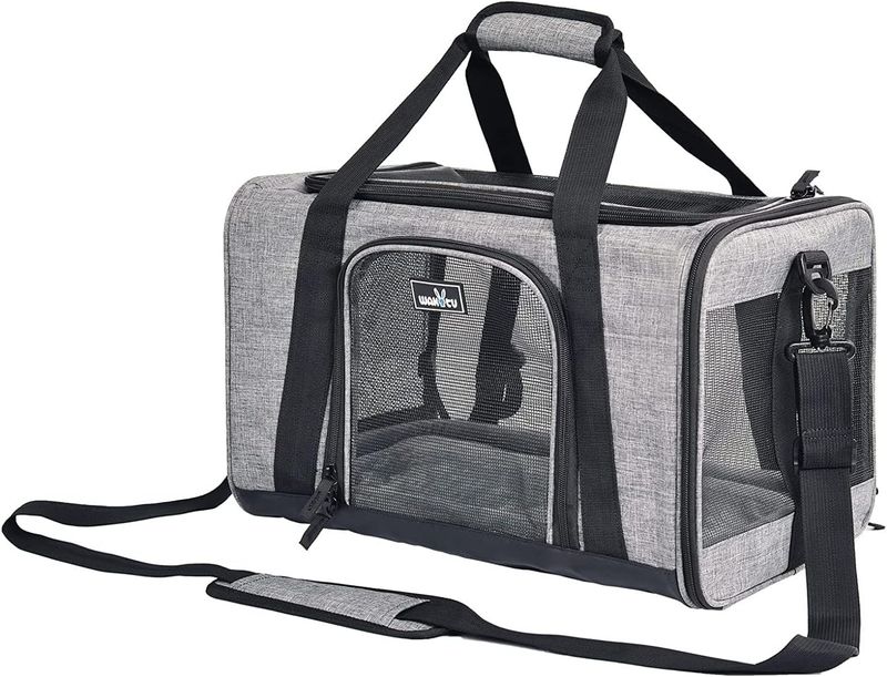 Wakytu Transporter dla kotów, psa, torba transportowa, oddychająca, szara