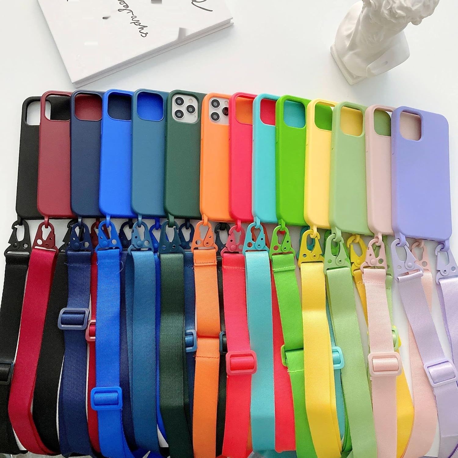 Bakicey Etui na iPhone 12 Pro Max, z tasiemką i sznurkiem, czarne
