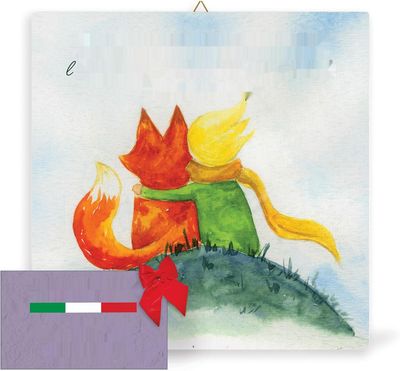 FRATELLI BONELLA - Płótno 30x30 cm z Małym Księciem obejmującym lisa