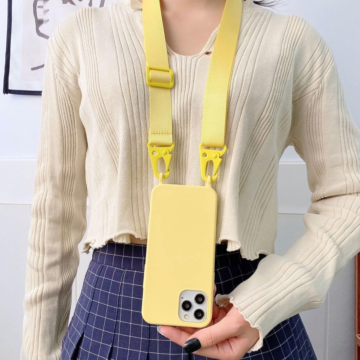 Bakicey Etui na iPhone 12 Pro Max, z tasiemką i sznurkiem, czarne