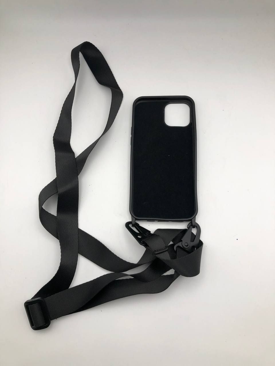 Bakicey Etui na iPhone 12 Pro Max, z tasiemką i sznurkiem, czarne