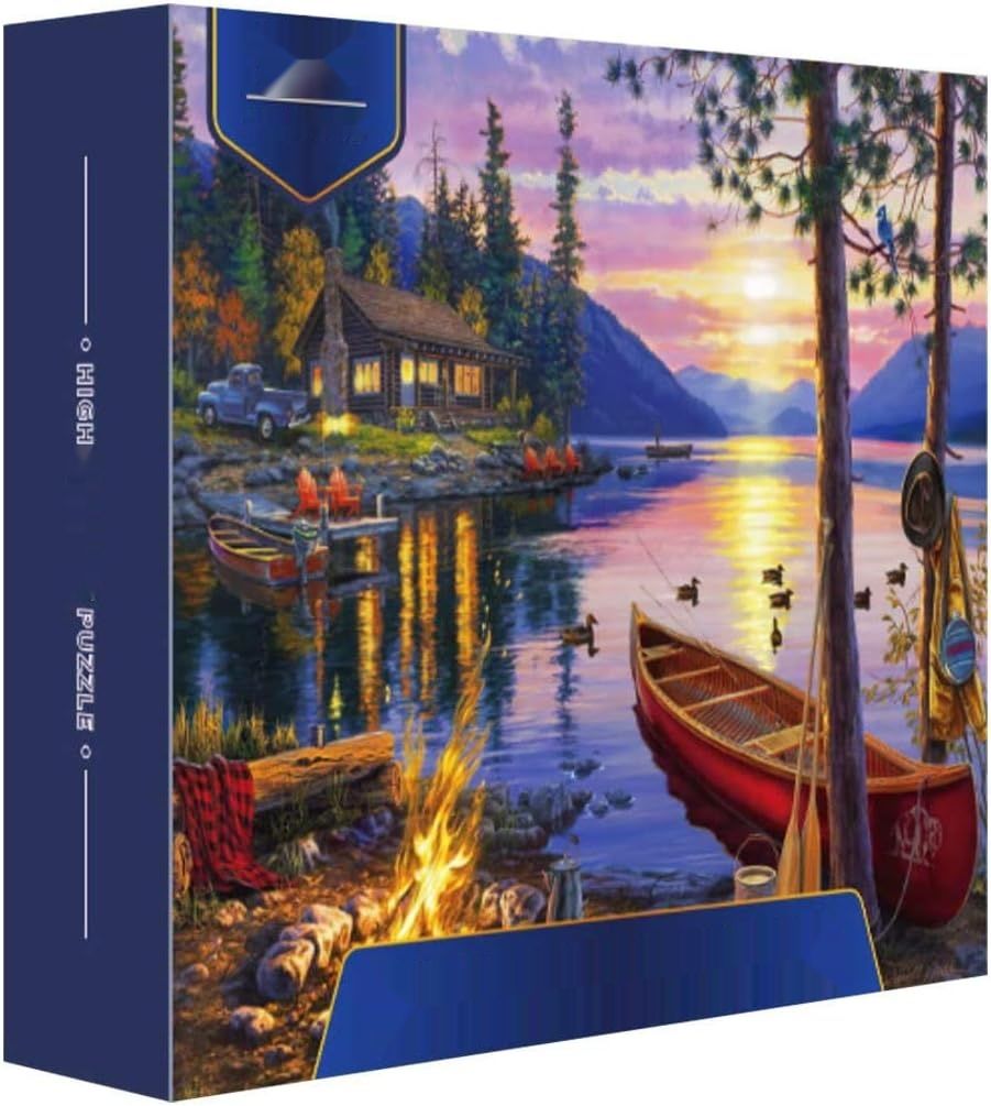 Bweissth 1000 Elementów Puzzle Zachód Słońca nad Jeziorem Gra dla Rodziny