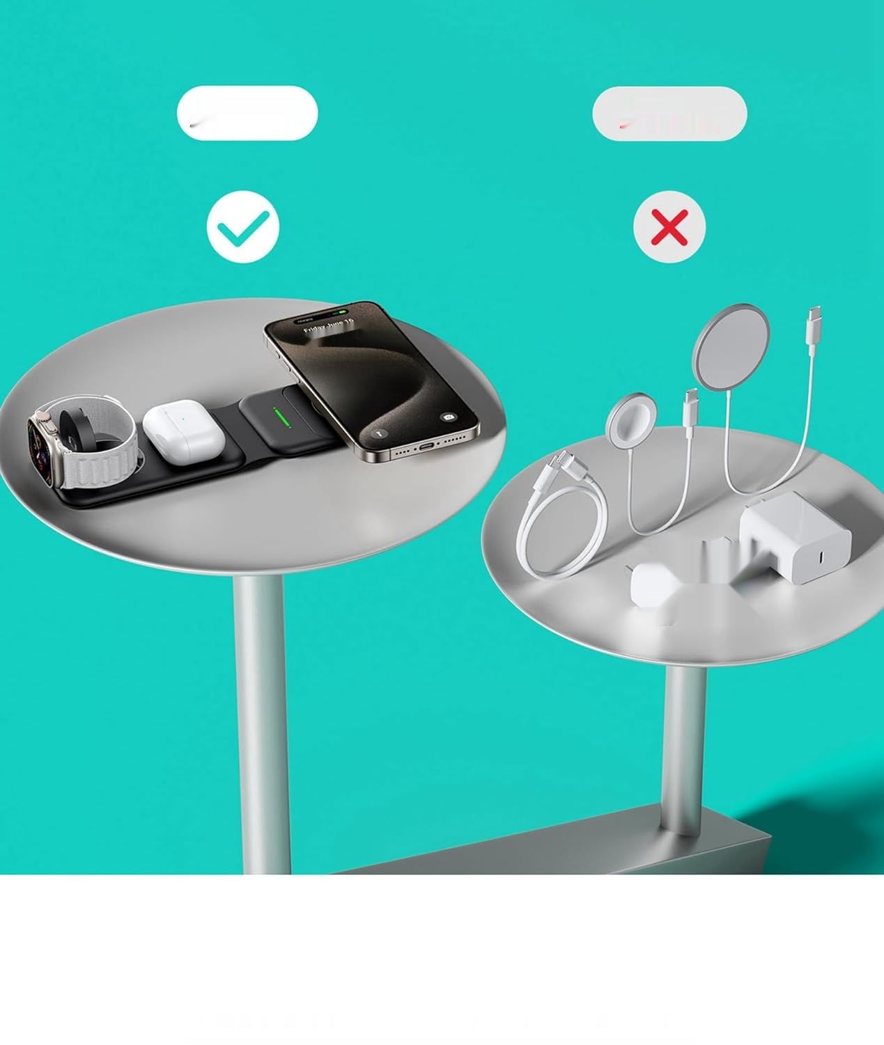 INIU 3 w 1 Ładowarka, 15W Magnetyczna Stacja dla iPhone, iWatch, AirPods