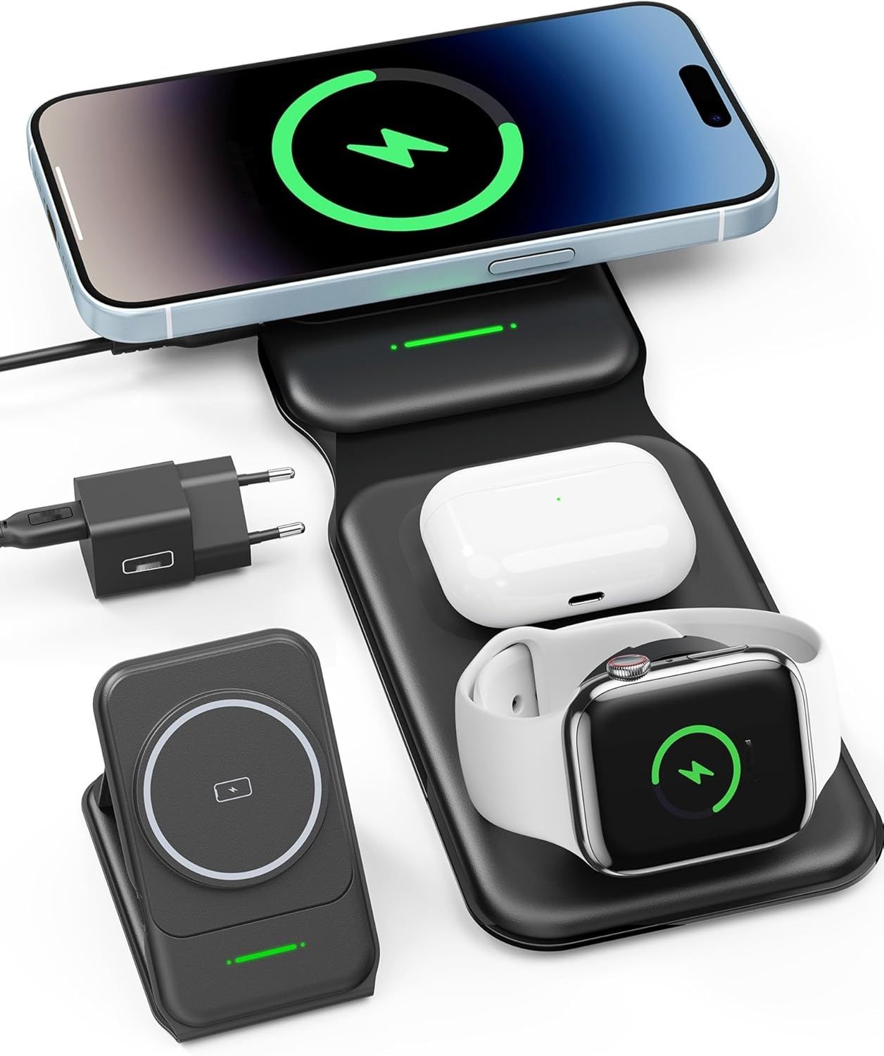 INIU 3 w 1 Ładowarka, 15W Magnetyczna Stacja dla iPhone, iWatch, AirPods