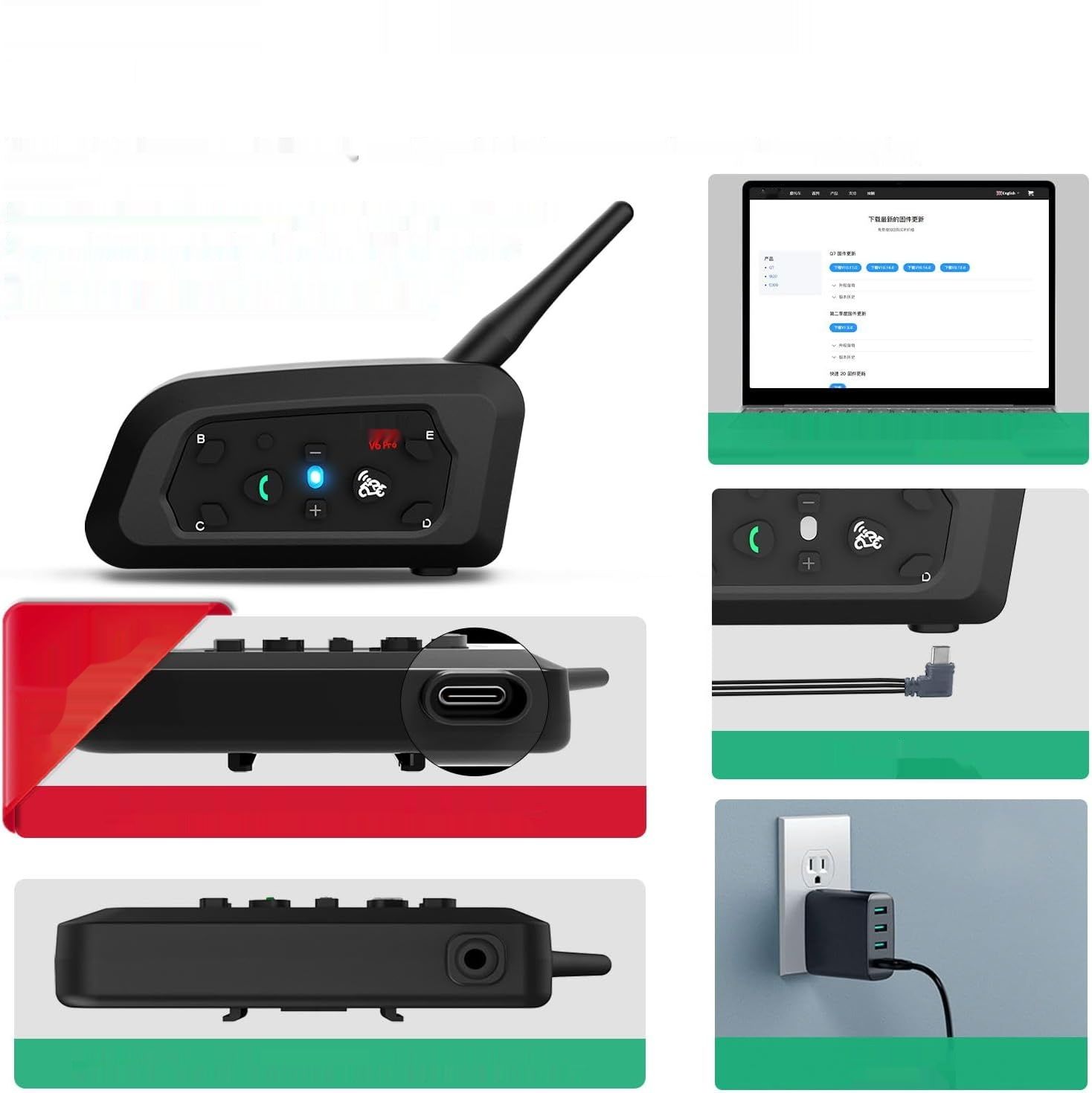 EJEAS V6 Interkom Motocyklowy Bluetooth, 1200m, Wodoodporny, GPS, DSP.