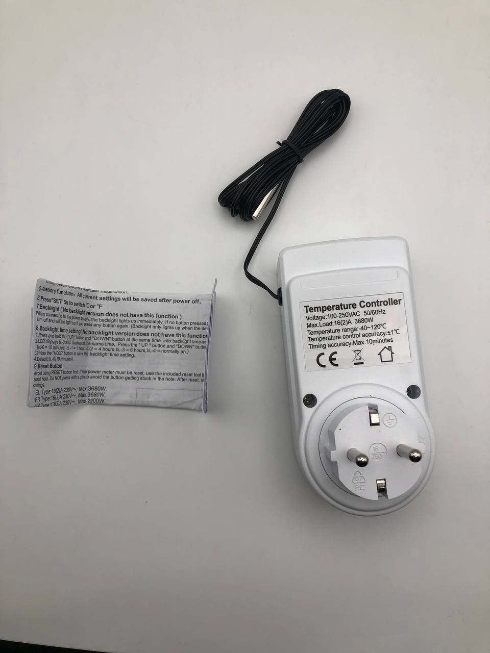 Cyfrowe gniazdko termostatyczne LCD 230V, timer do ogrzewania, chłodzenia.