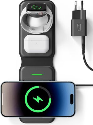 INIU 3 w 1 Ładowarka, 15W Magnetyczna Stacja dla iPhone, iWatch, AirPods