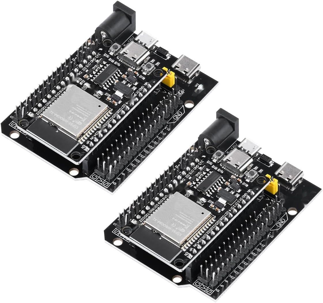 2 Zestawy ESP32S i Adapter Terminalowy, NodeMcu ESP32 Wroom 32 WLAN WiFi BT CH340