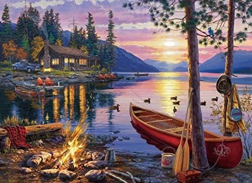 Bweissth 1000 Elementów Puzzle Zachód Słońca nad Jeziorem Gra dla Rodziny