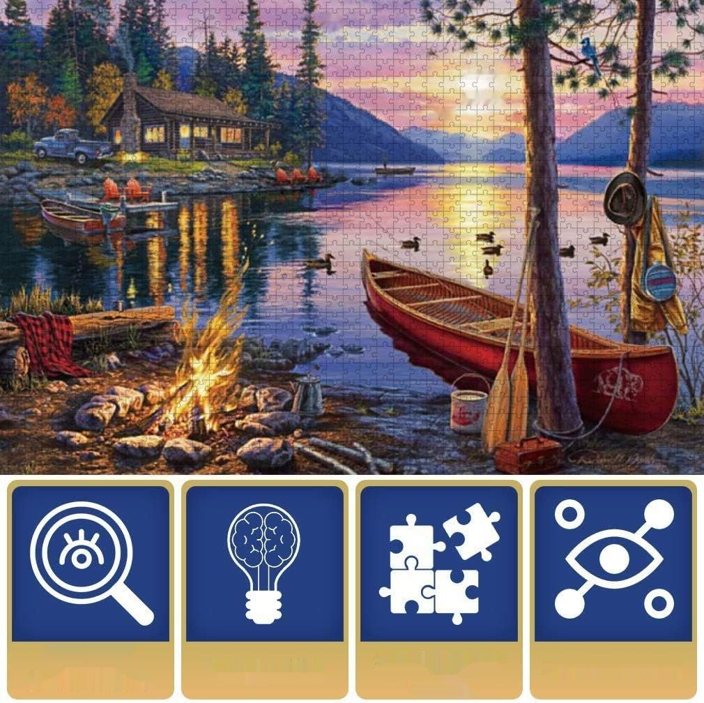 Bweissth 1000 Elementów Puzzle Zachód Słońca nad Jeziorem Gra dla Rodziny