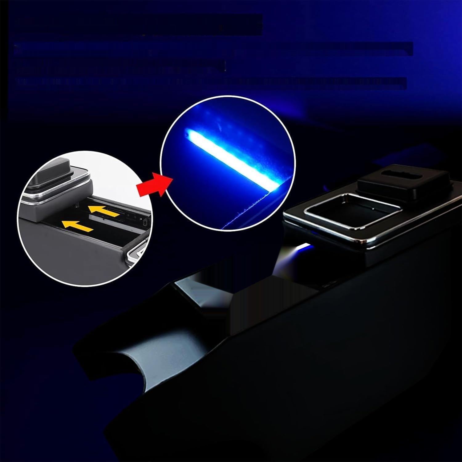 Pojemnik z podłokietnikiem QSULNN z 7 kolorowymi LED i USB, do Mercedes-Benz V-Class W447.