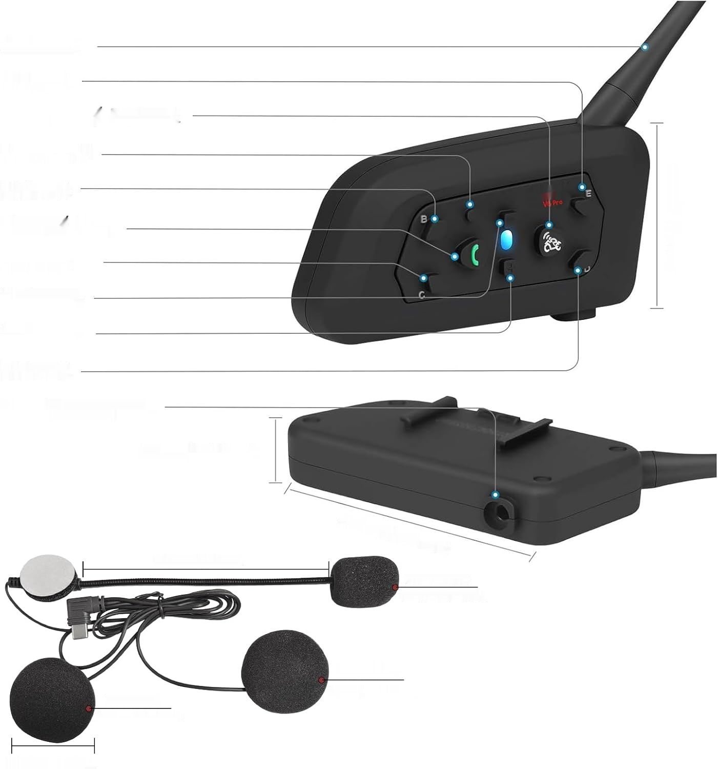 EJEAS V6 Interkom Motocyklowy Bluetooth, 1200m, Wodoodporny, GPS, DSP.