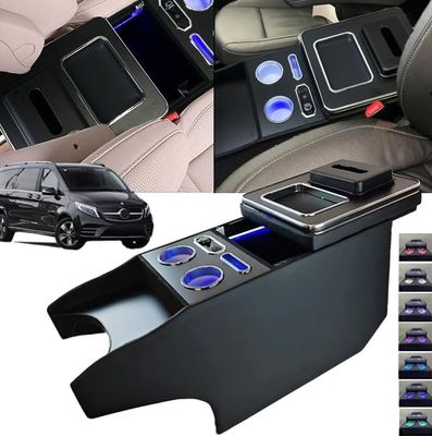 Pojemnik z podłokietnikiem QSULNN z 7 kolorowymi LED i USB, do Mercedes-Benz V-Class W447.