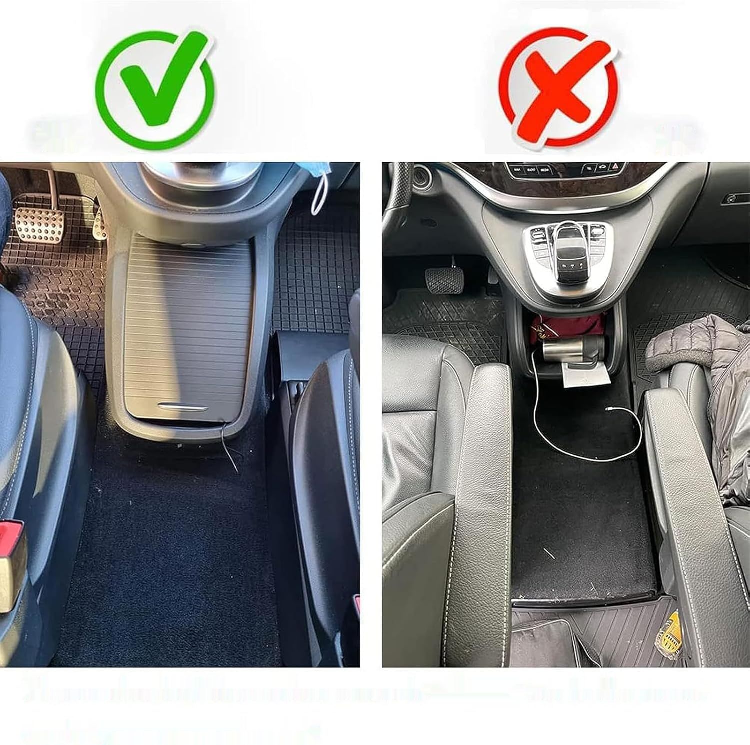 Pojemnik z podłokietnikiem QSULNN z 7 kolorowymi LED i USB, do Mercedes-Benz V-Class W447.