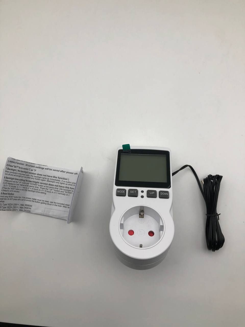 Cyfrowe gniazdko termostatyczne LCD 230V, timer do ogrzewania, chłodzenia.