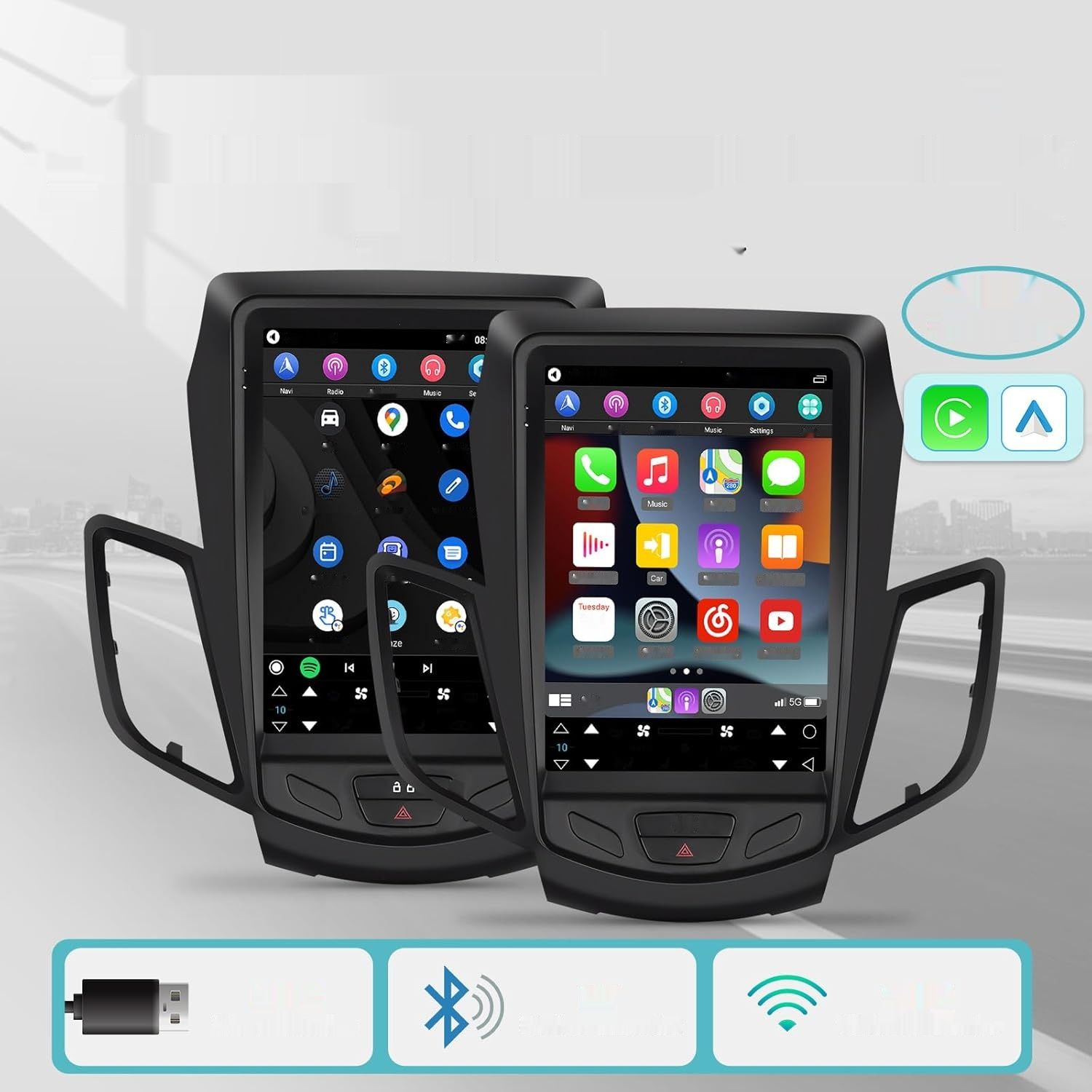 NHOPEEW Radio 2GB+32GB dla Ford Fiesta 2009-2016 z Carplay, 9.7&quot; Ekran.