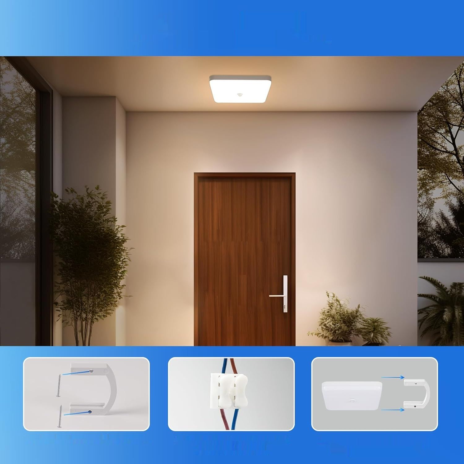 Lampa sufitowa Combuh z czujnikiem ruchu, 30 W, IP56, 2400 lm, 3000 K
