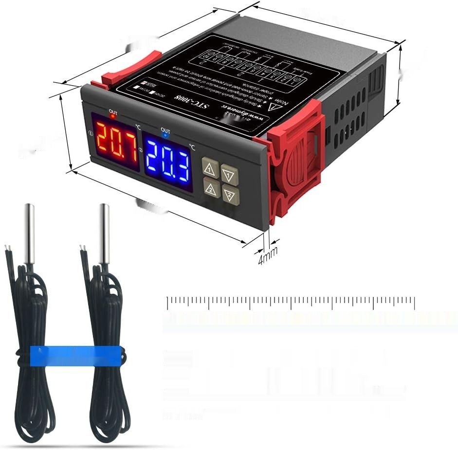 Kontroler termostatu diymore STC-3008 z podwójną sondą NTC do precyzyjnego monitorowania.