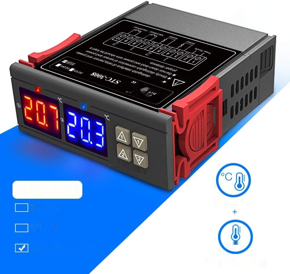 Kontroler termostatu diymore STC-3008 z podwójną sondą NTC do precyzyjnego monitorowania.