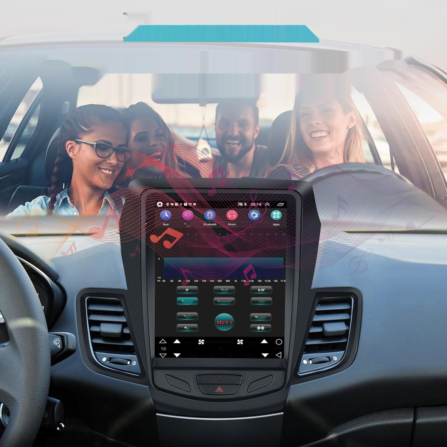 NHOPEEW Radio 2GB+32GB dla Ford Fiesta 2009-2016 z Carplay, 9.7&quot; Ekran.