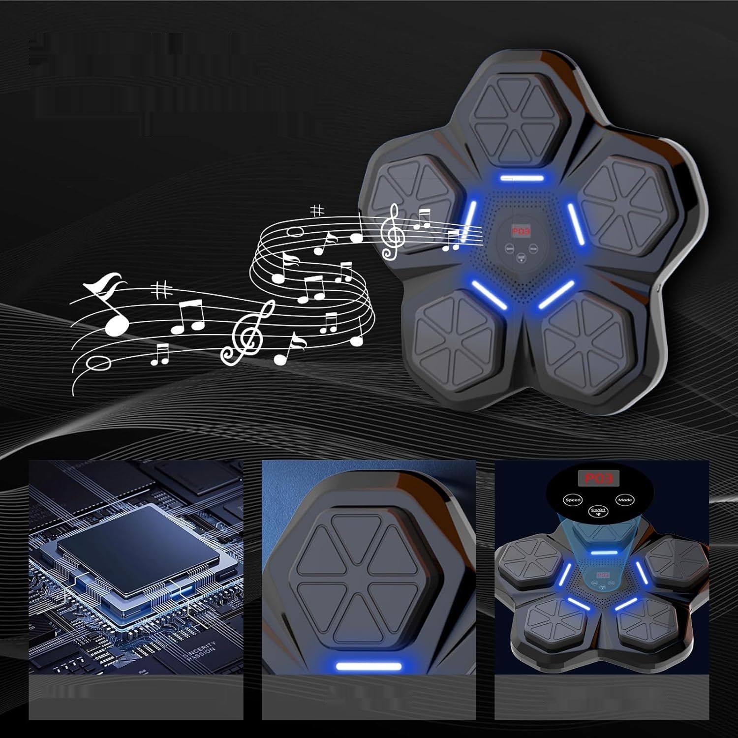 Kensbro Music Boxing Machine, Bluetooth, LED, 9 trybów, TPR, 2h bateria