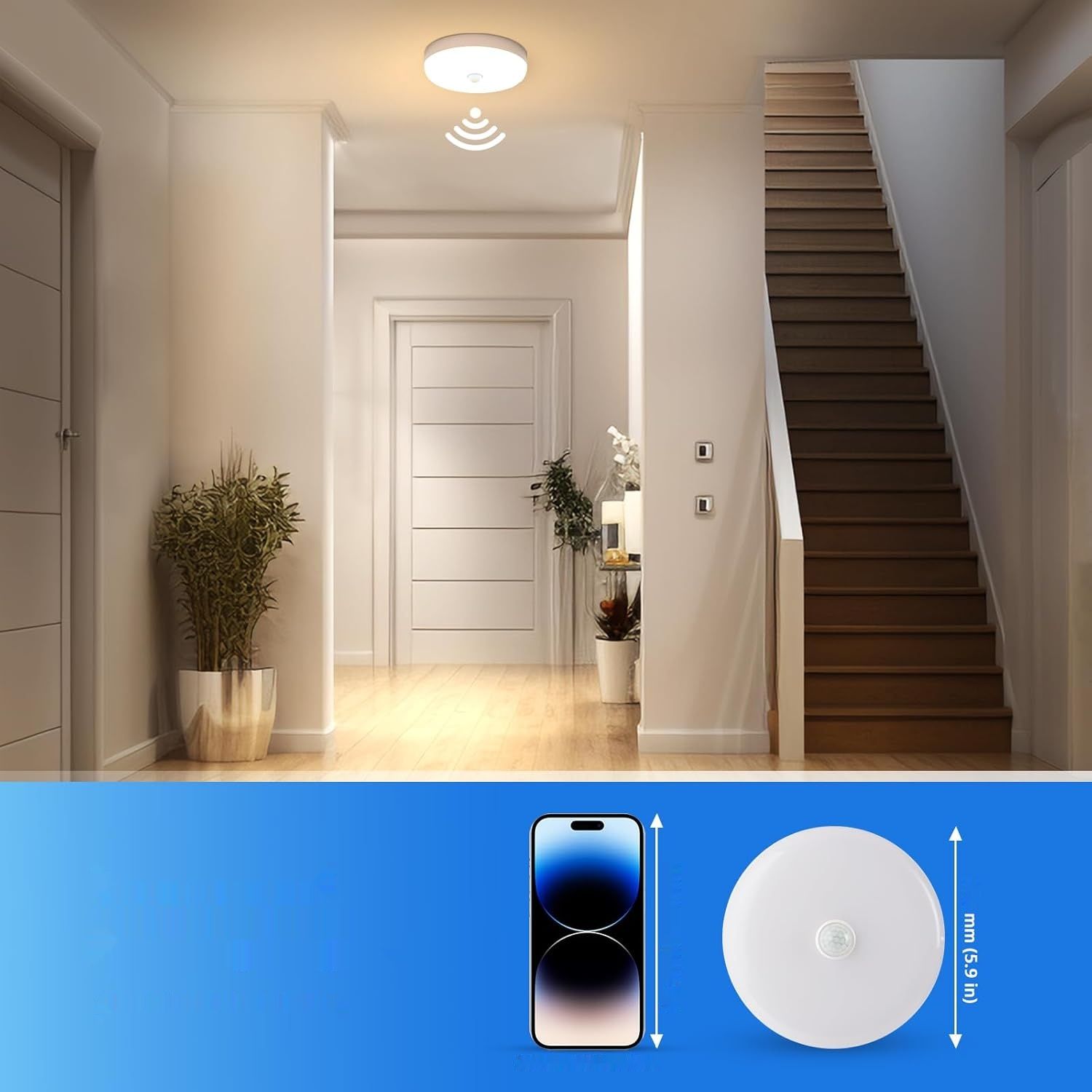 Combuh Lampa LED z czujnikiem ruchu, 15W, 3000K, 1500lm, IP56.