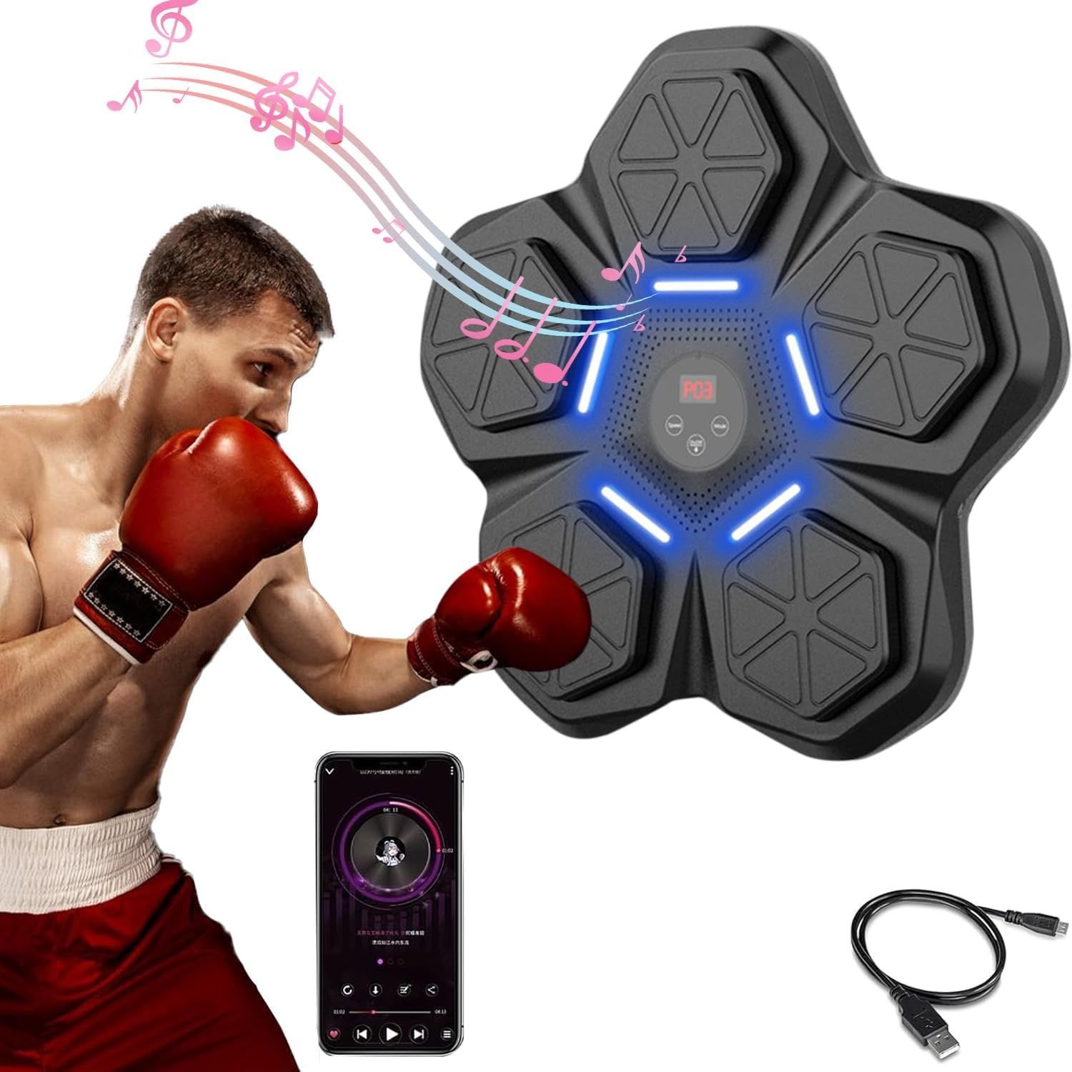 Kensbro Music Boxing Machine, Bluetooth, LED, 9 trybów, TPR, 2h bateria