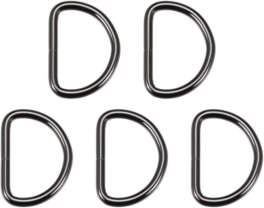 sourcing map Zestaw 5 Metalowych Klamer D-Ring 1,6 Cala (40 mm) Czarny