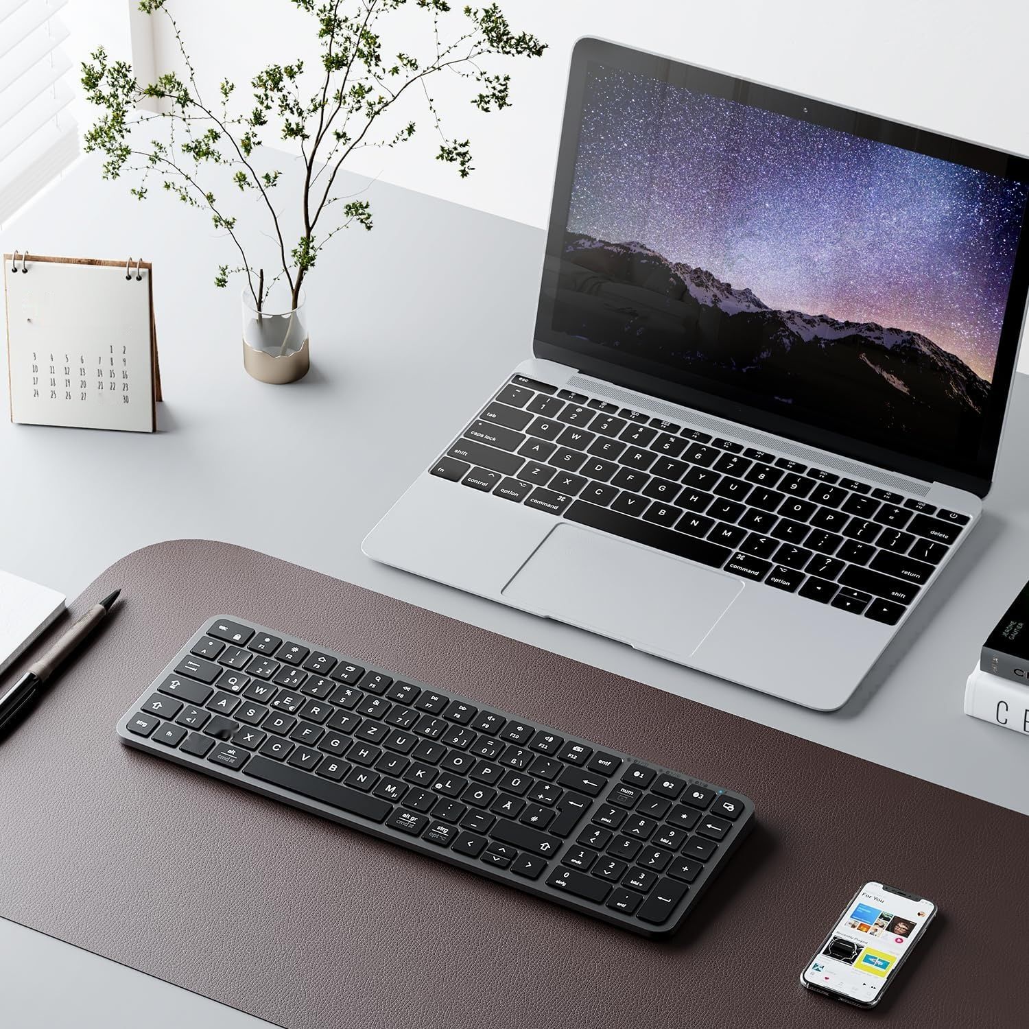 iClever Klawiatura Bluetooth Mac, Multi-Device, Easy-Switch, QWERTZ