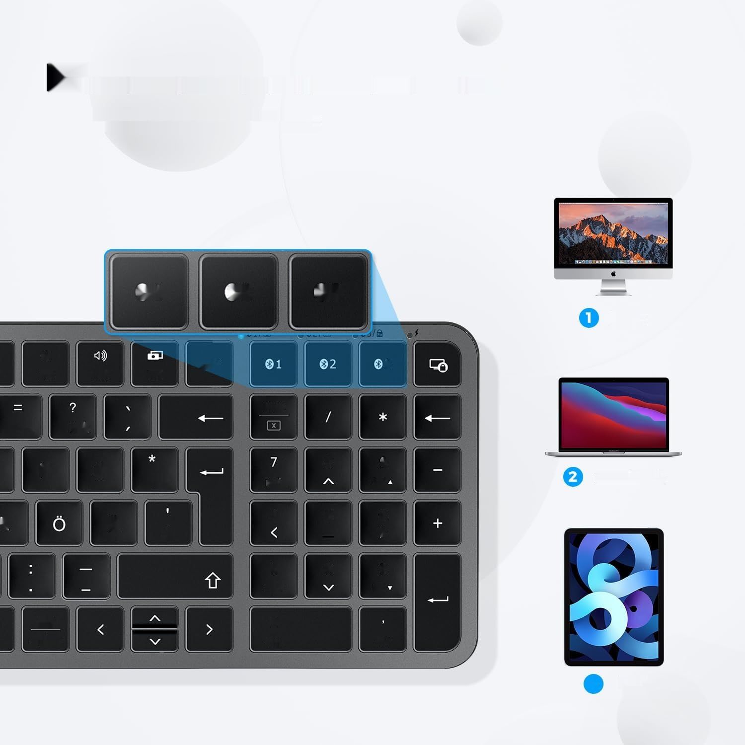 iClever Klawiatura Bluetooth Mac, Multi-Device, Easy-Switch, QWERTZ