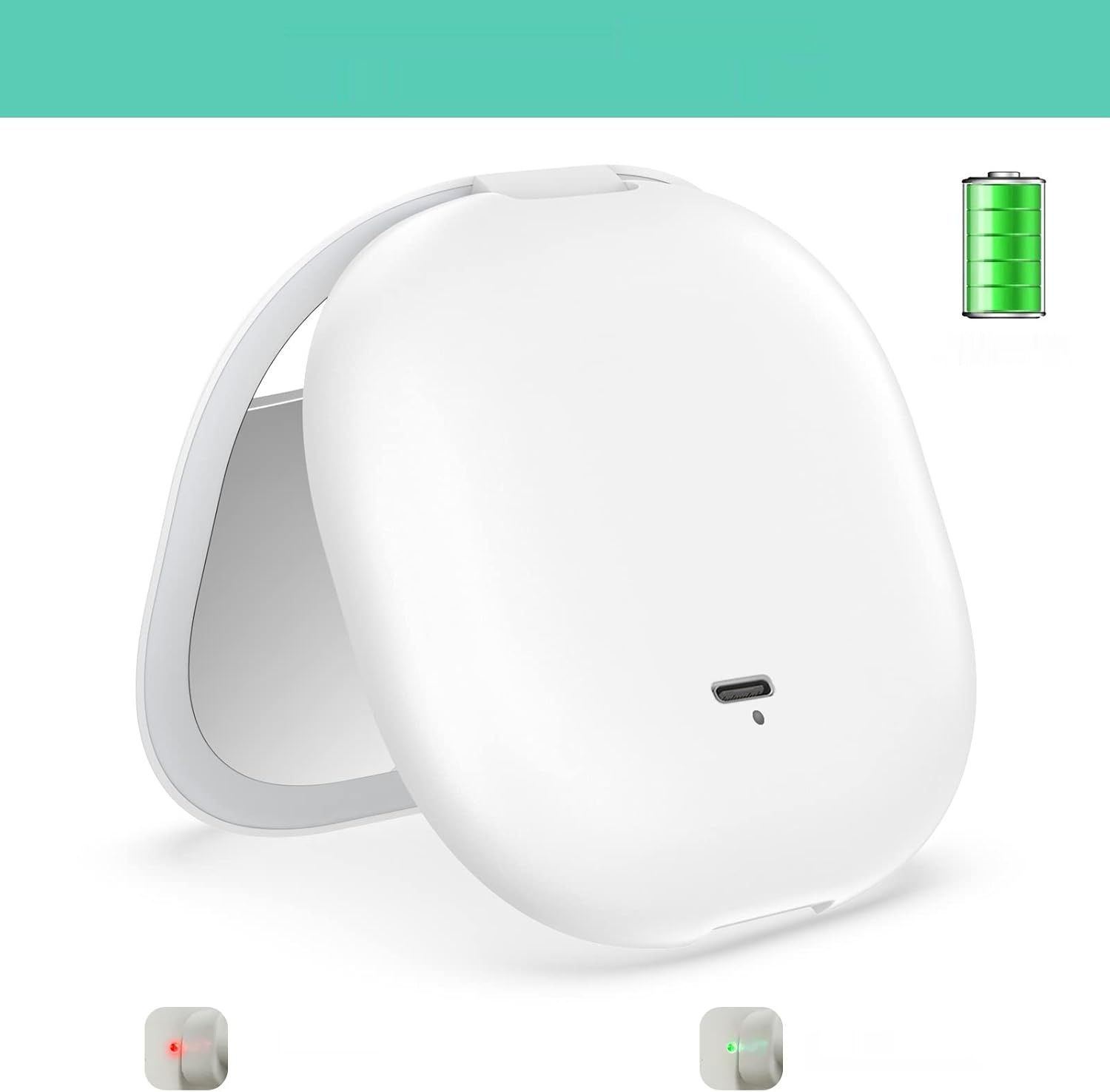 wobsion Podręczne Lusterko LED 1x/10x, Ładowalne, Kompaktowe, Białe