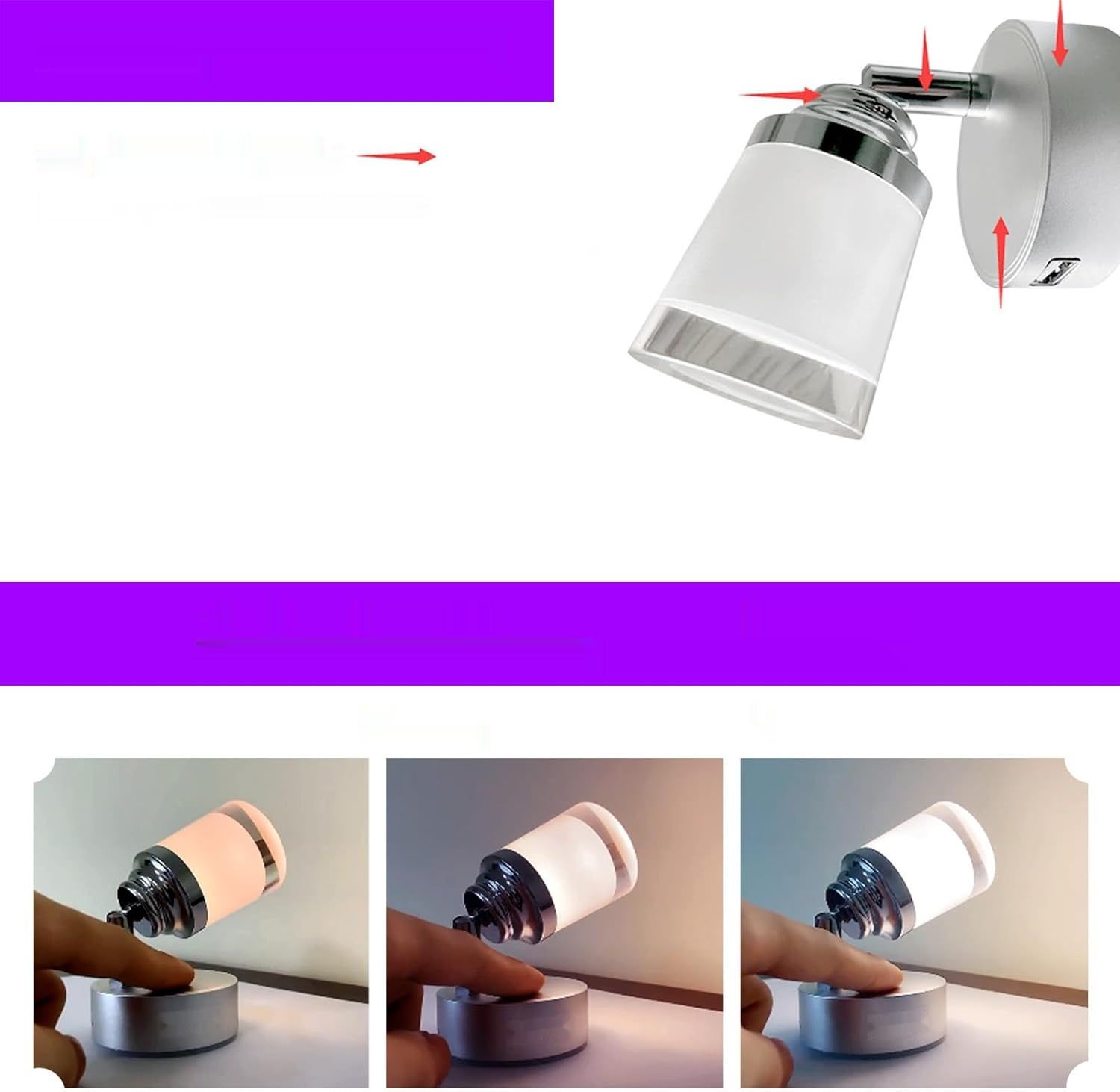 Intckwan 12V LED lampa do kampera, USB, dotykowy ściemniacz, DC12-24V.