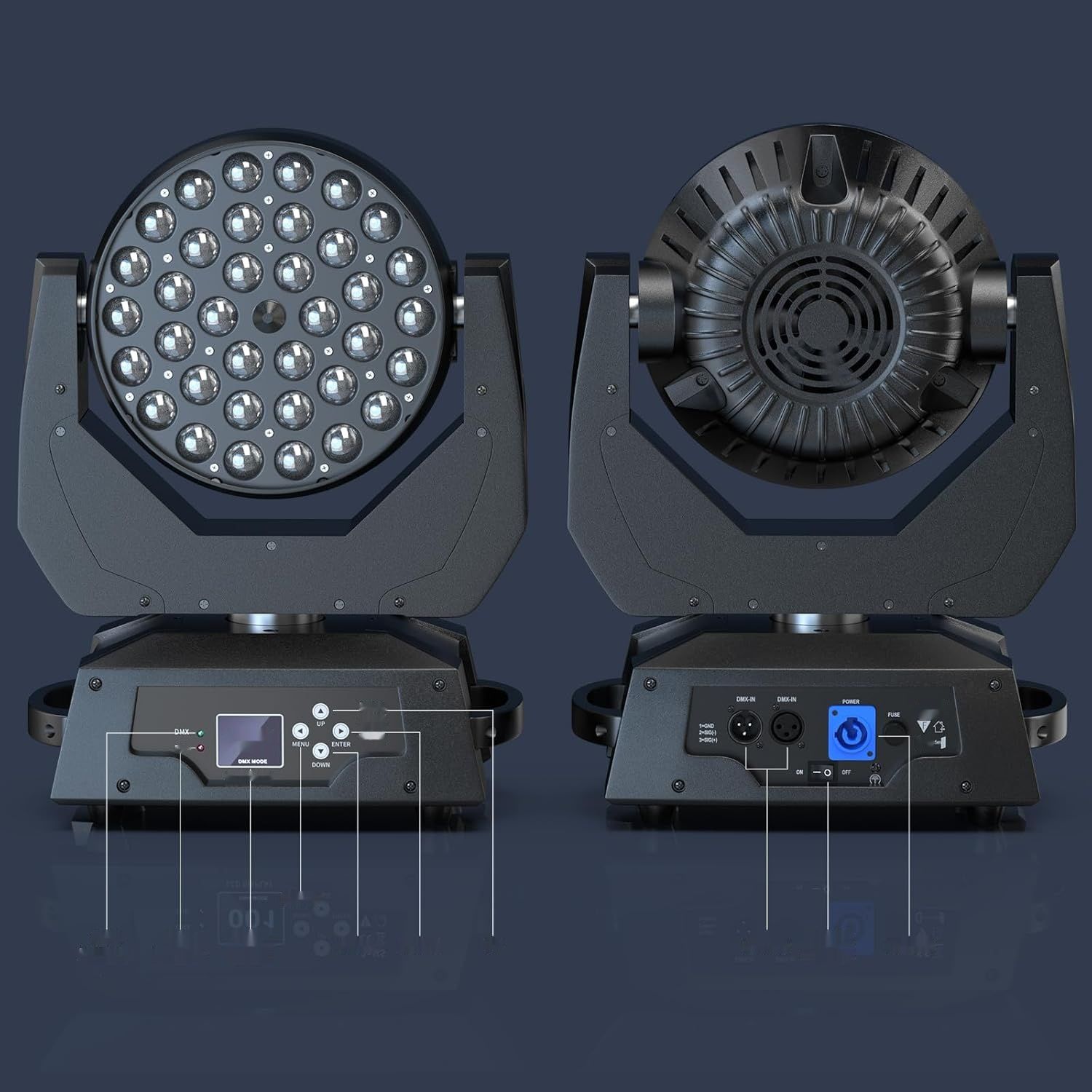Ruchome Głowy LED Światła DJ 36x10W RGBW Zoom Beam Wash DMX512 Disco