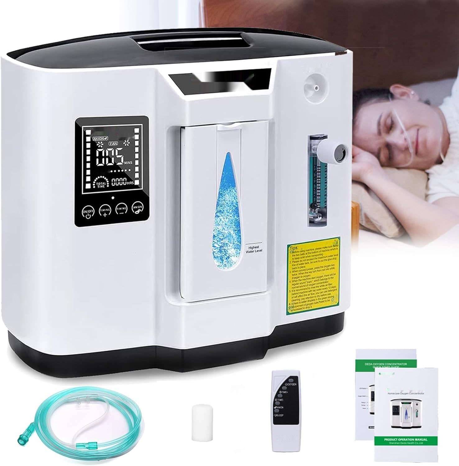 DEDAKJ Koncentrator Tlenu DE-1A, 1-7 L/min, 30%-90%, Pilot