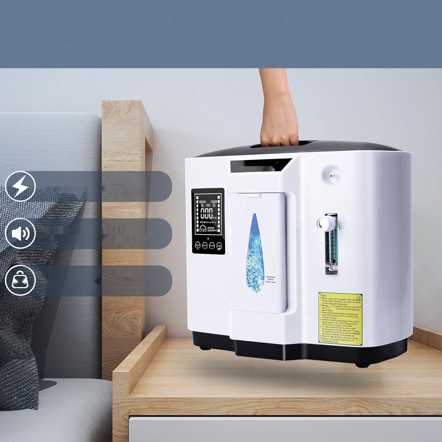 DEDAKJ Koncentrator Tlenu DE-1A, 1-7 L/min, 30%-90%, Pilot