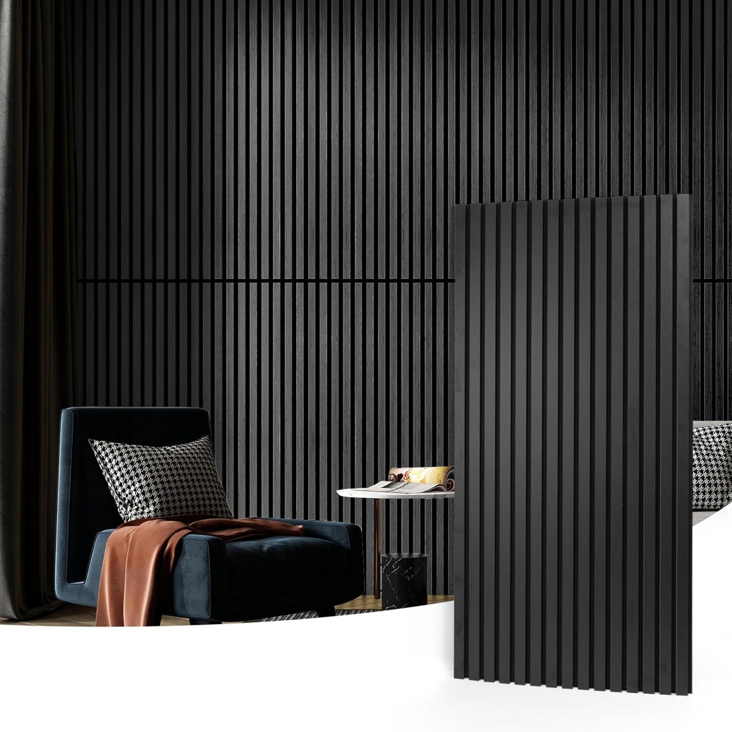 Art3d Panele akustyczne 60x120 cm MDF 4 Drewniane 3D Czarny 2,88㎡