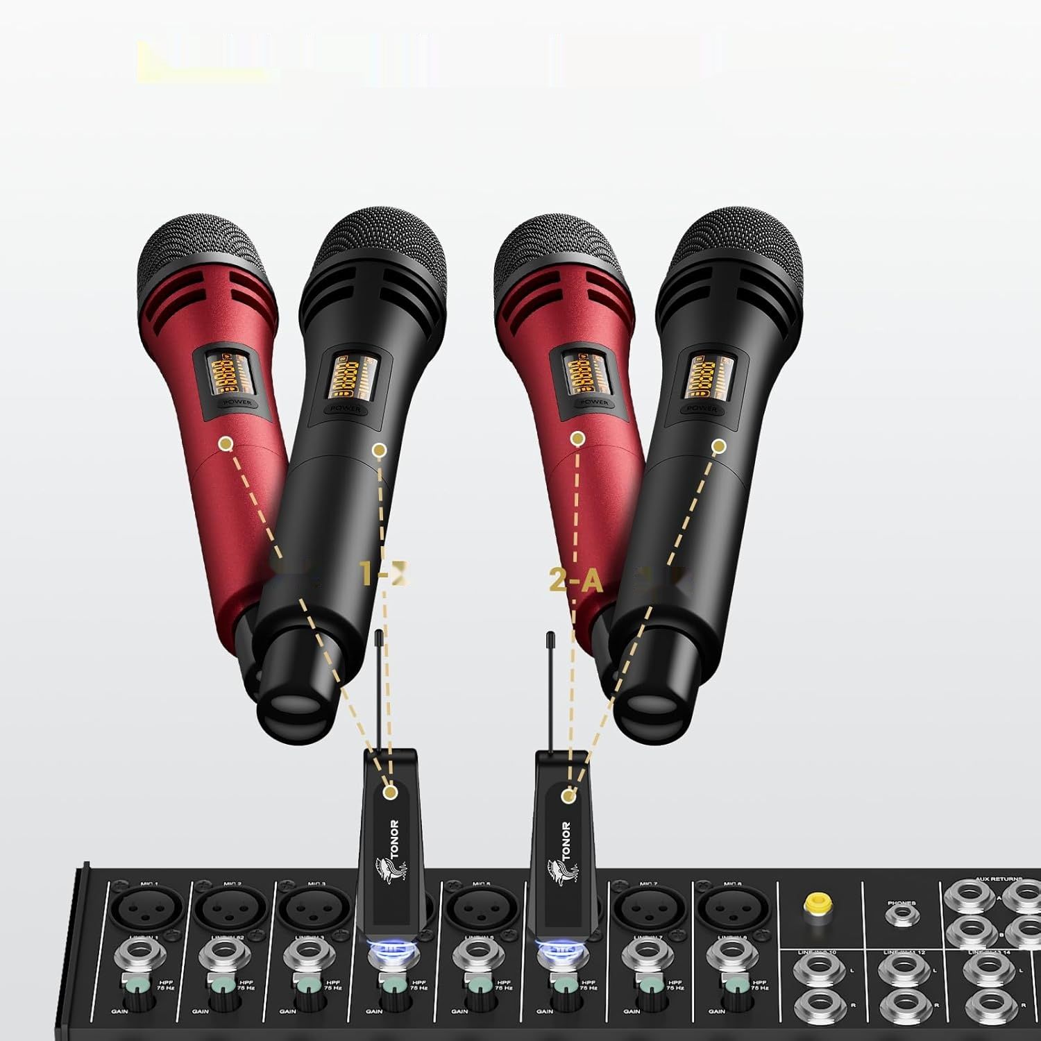 TONOR TW320 Bezprzewodowy Mikrofon Karaoke UHF z ładowanym odbiornikiem.