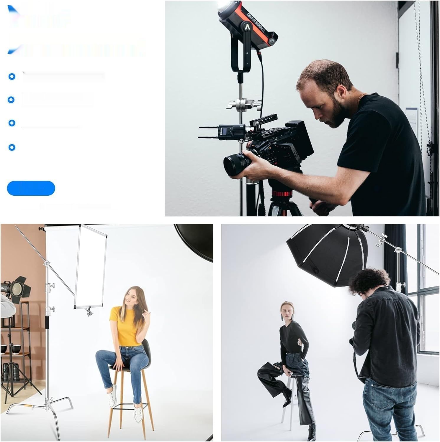 EMART C Stojak z Ramieniem Boom, 300 cm, Statyw Oświetleniowy.