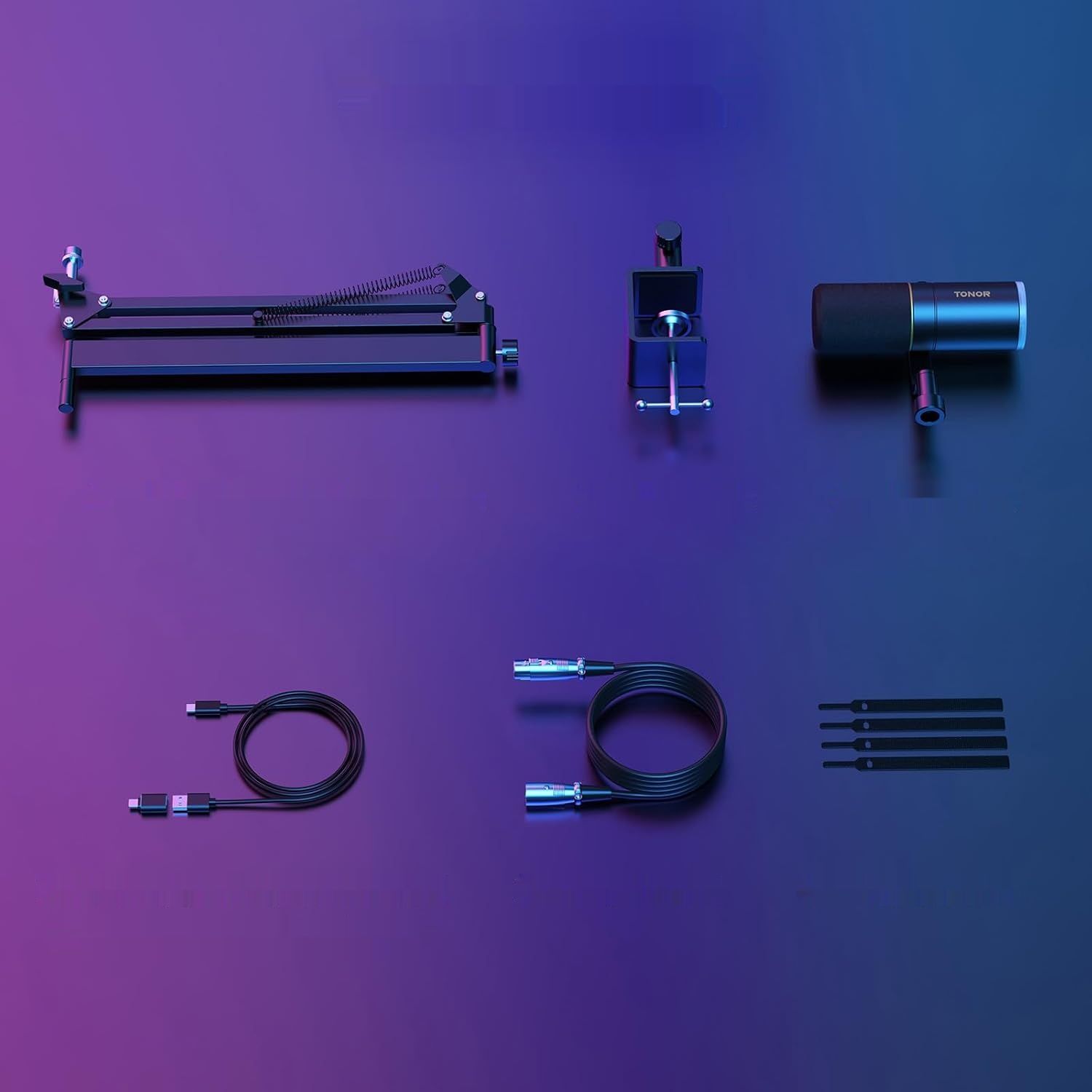 TONOR TD520S+ mikrofon gamingowy z ramię do podcastingu, RGB, PS4/5 kompat.