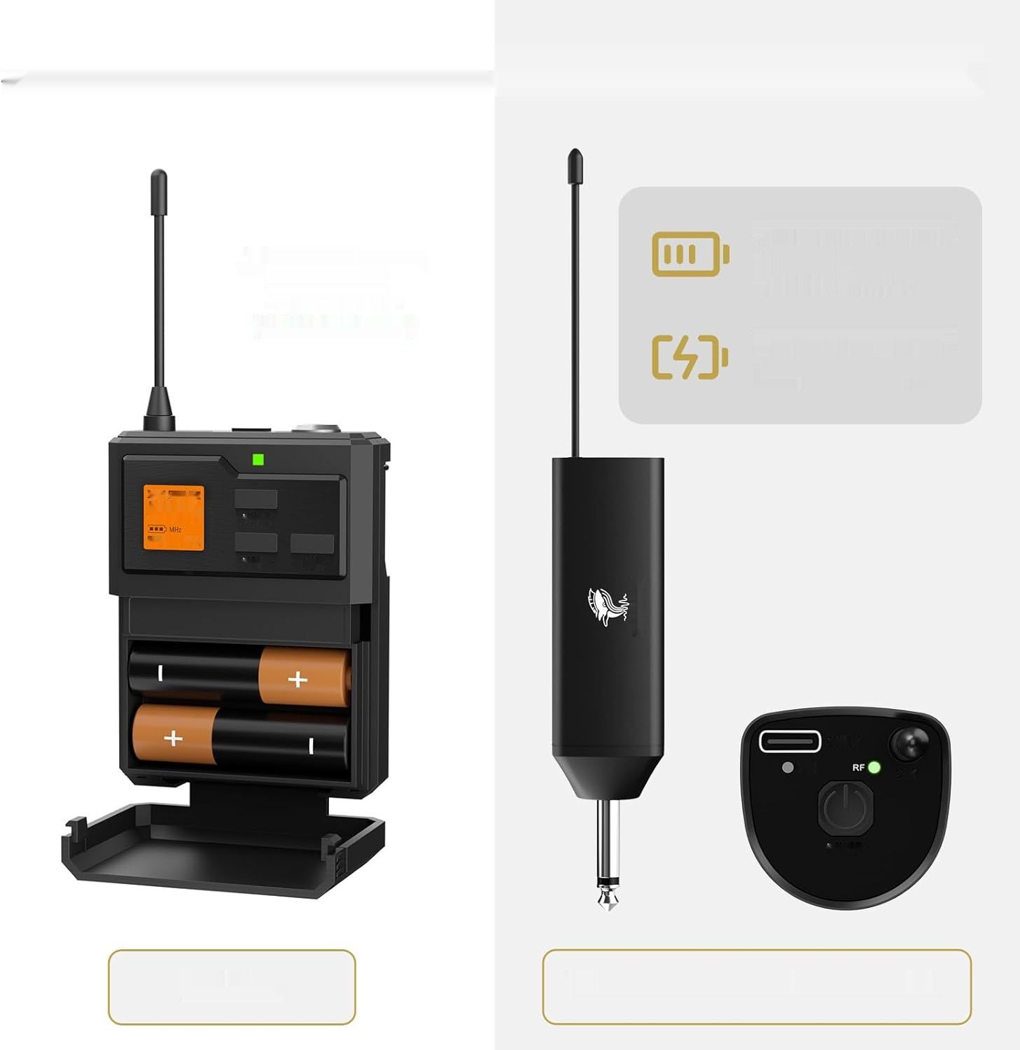 TONOR Mikrofon UHF podwójny, nadajnik bodypack, odbiornik, zasięg 60 m.