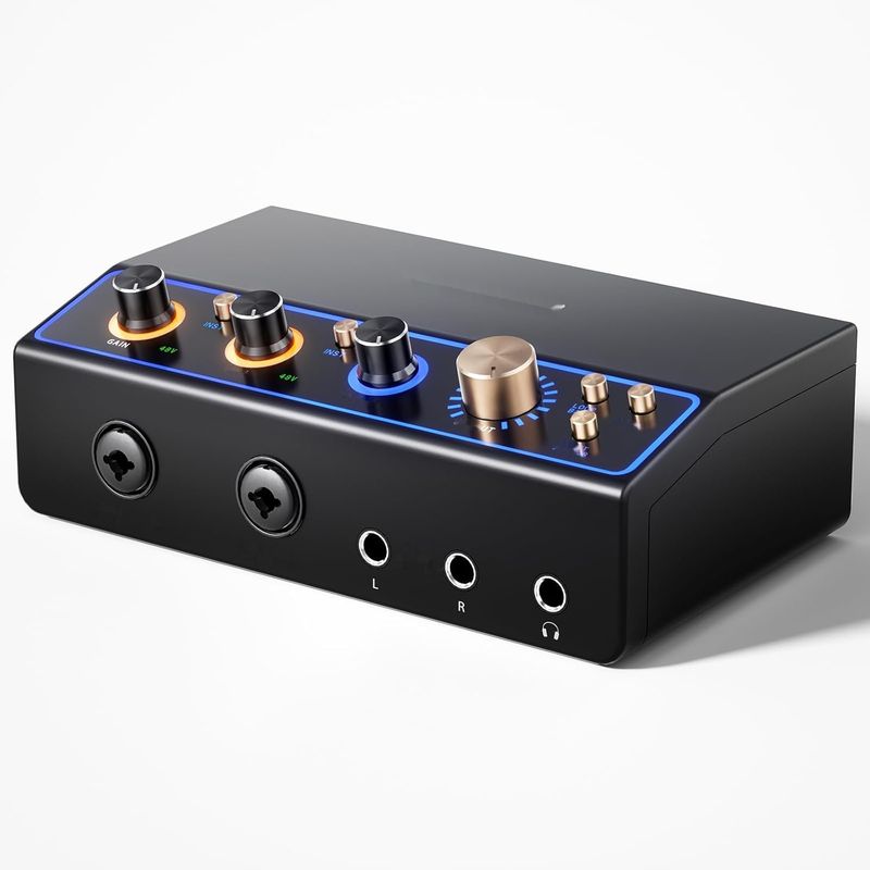 TONOR Interfejs audio TX510, 2-kanałowy mikser XLR z RGB, Czarny