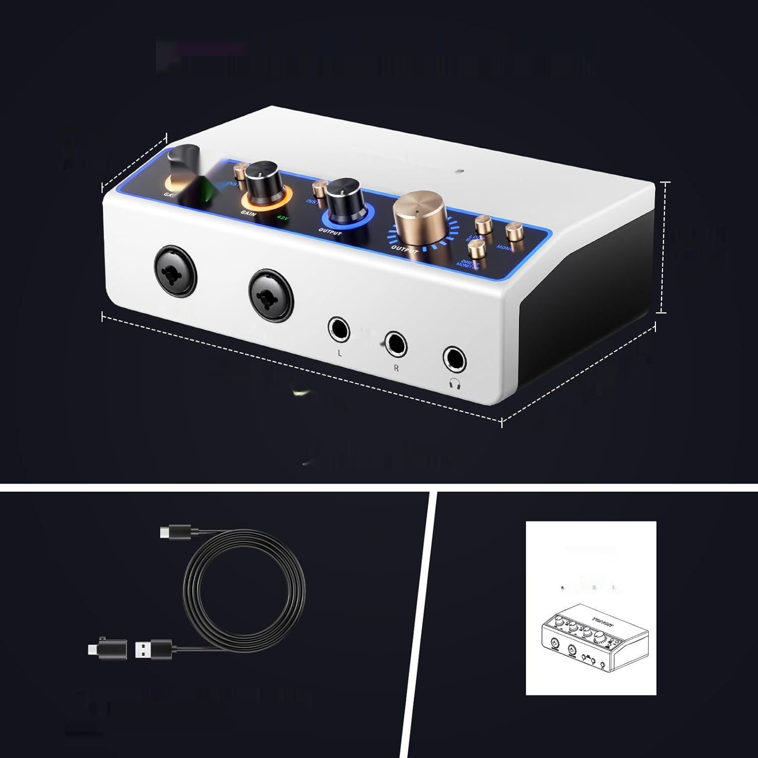 TONOR TX510 Biały: 2-kanałowy mikser audio XLR z RGB, podcasty.