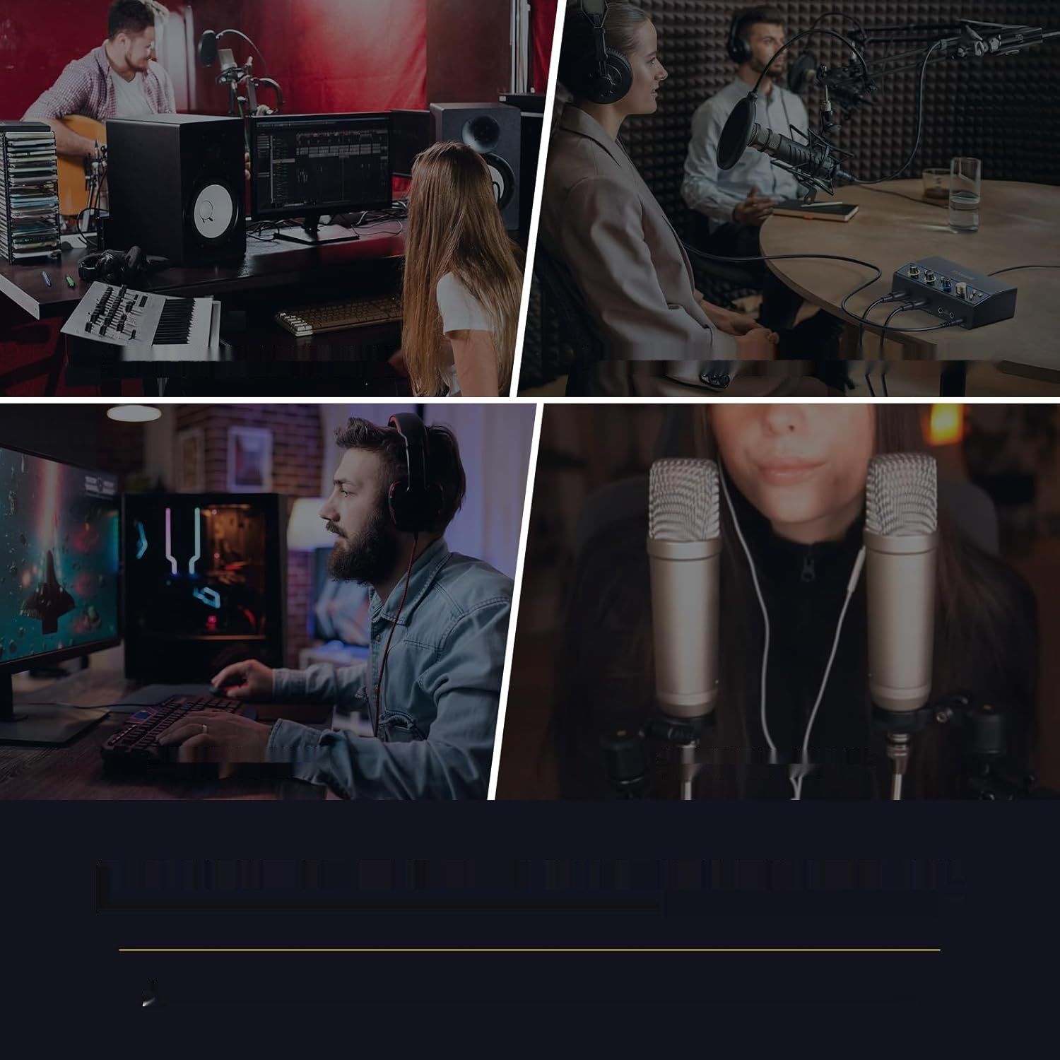 TONOR Interfejs audio TX510, 2-kanałowy mikser XLR z RGB, Czarny