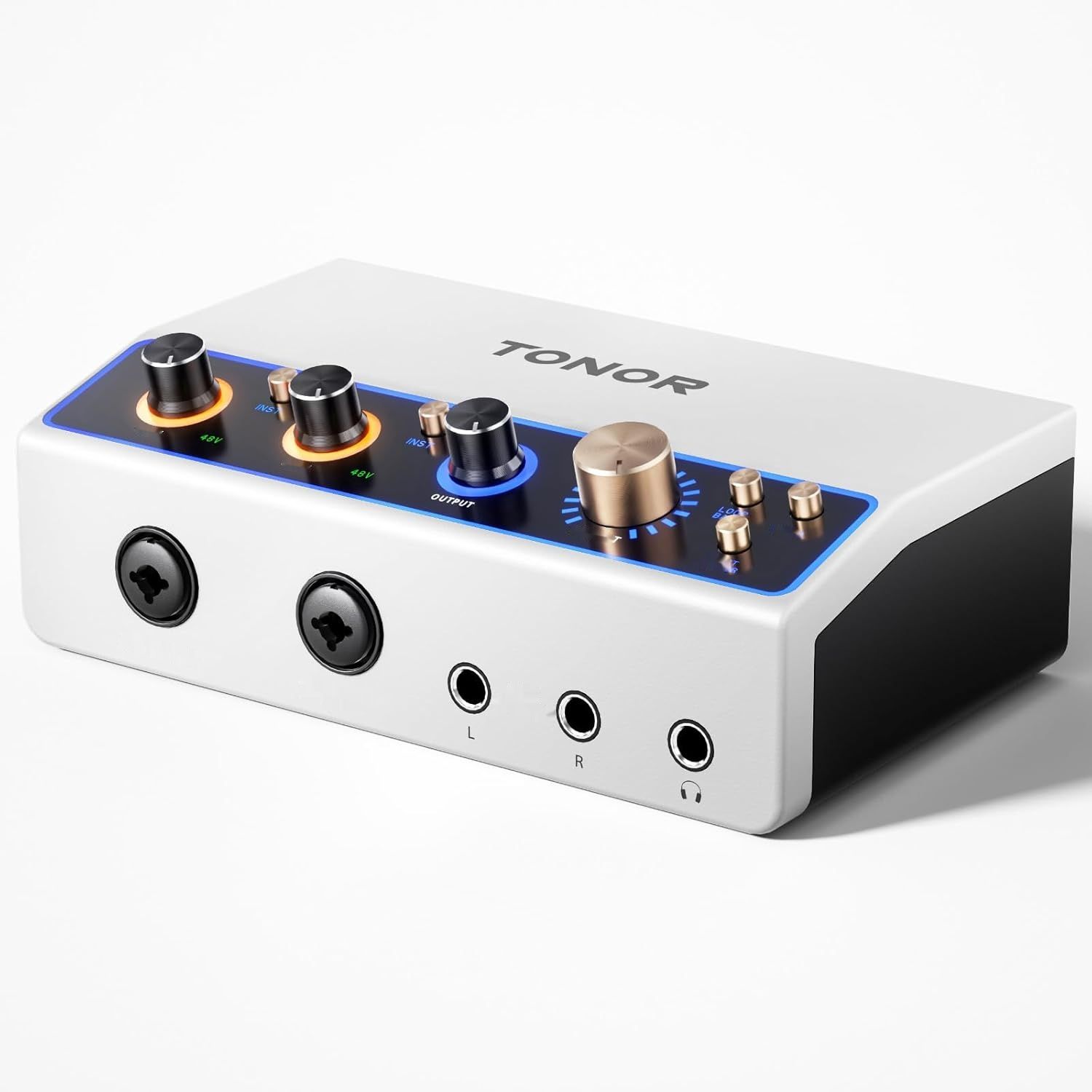 TONOR TX510 Biały: 2-kanałowy mikser audio XLR z RGB, podcasty.